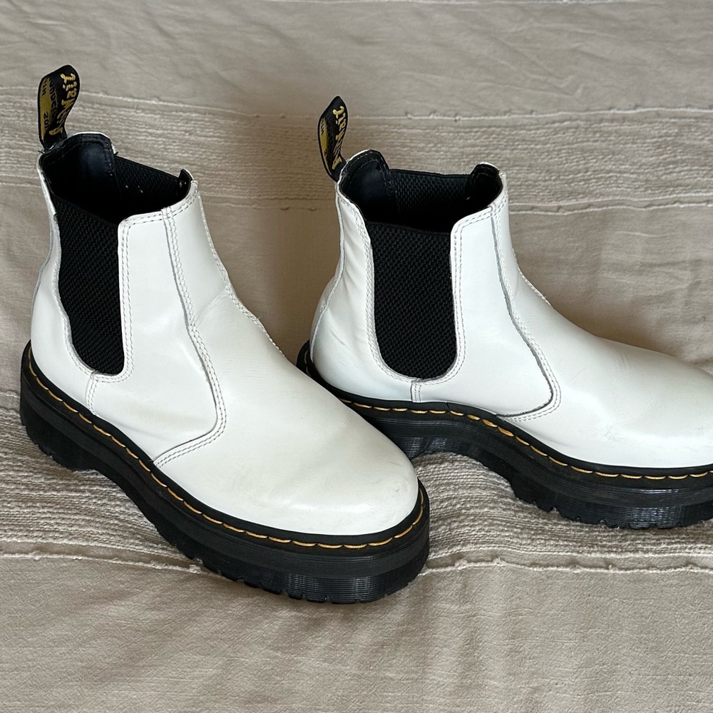 Dr. Martens White Chelsea Boots